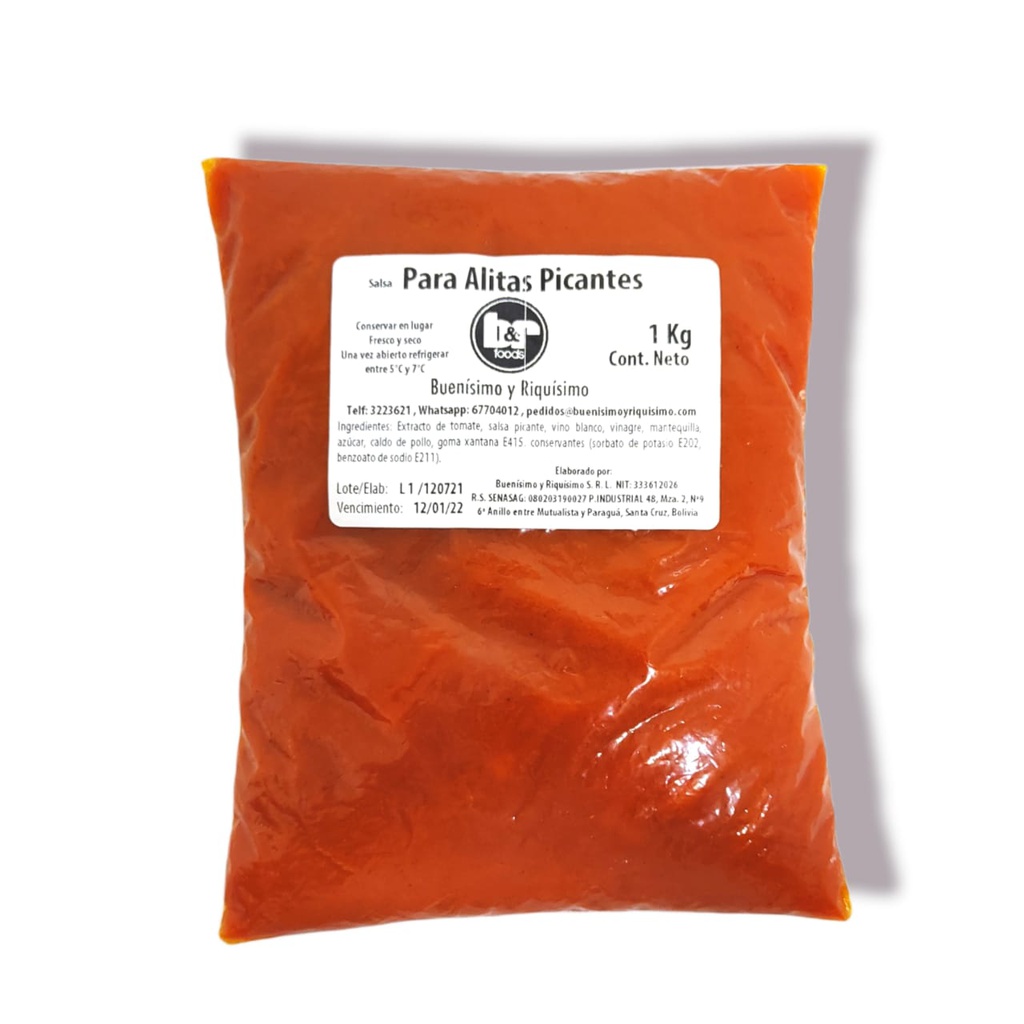 Salsa Para Alitas Picantes, Pouch 1 Kg