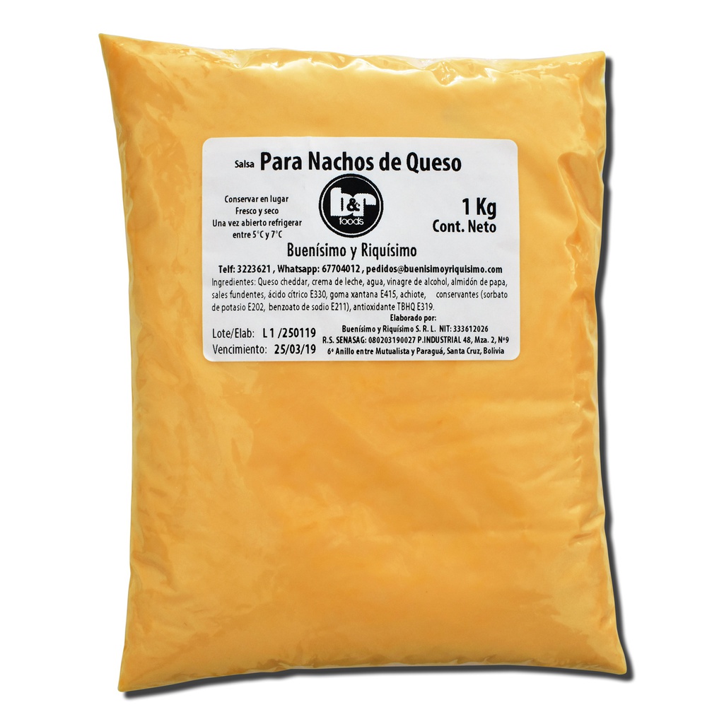 Salsa Para Nachos Queso, Pouch 1 Kg