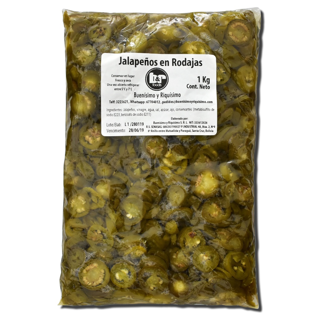 Jalapeños en Rodajas, Pouch 1 Kg