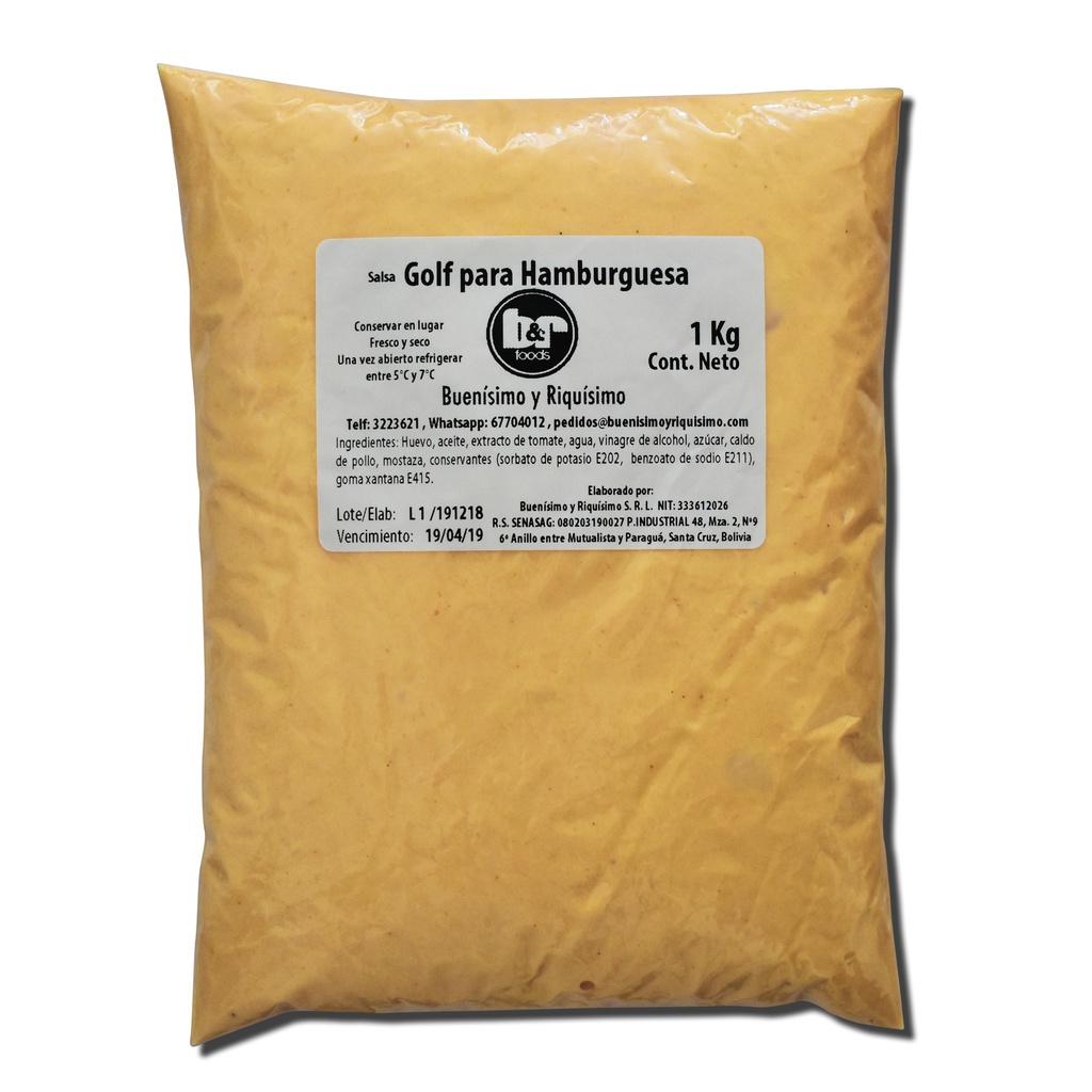 Salsa Golf Para Hamburguesa, Pouch 1 Kg